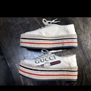 Lilibeth Gucci Printed Fabric Flatform Espadrille